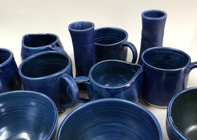 Blue and natural stoneware